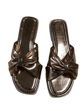 Naked Feet Bronze Gold  Bow Slide Sandals